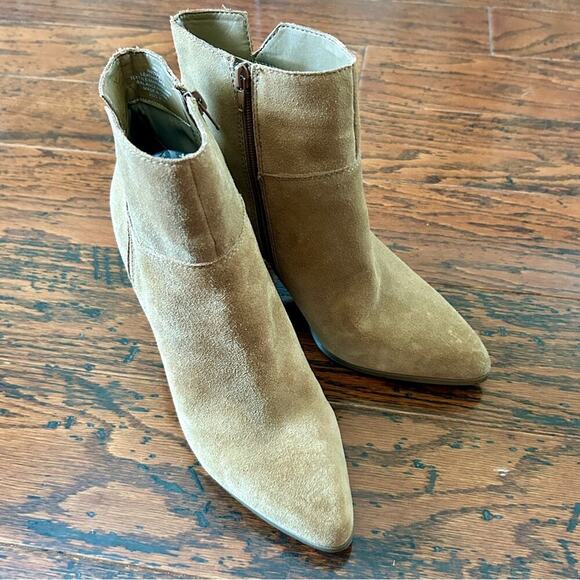 Nine West KeKe Suede Leather Block Heel Boots in Tan Sz US 10 - Picture 8 of 11